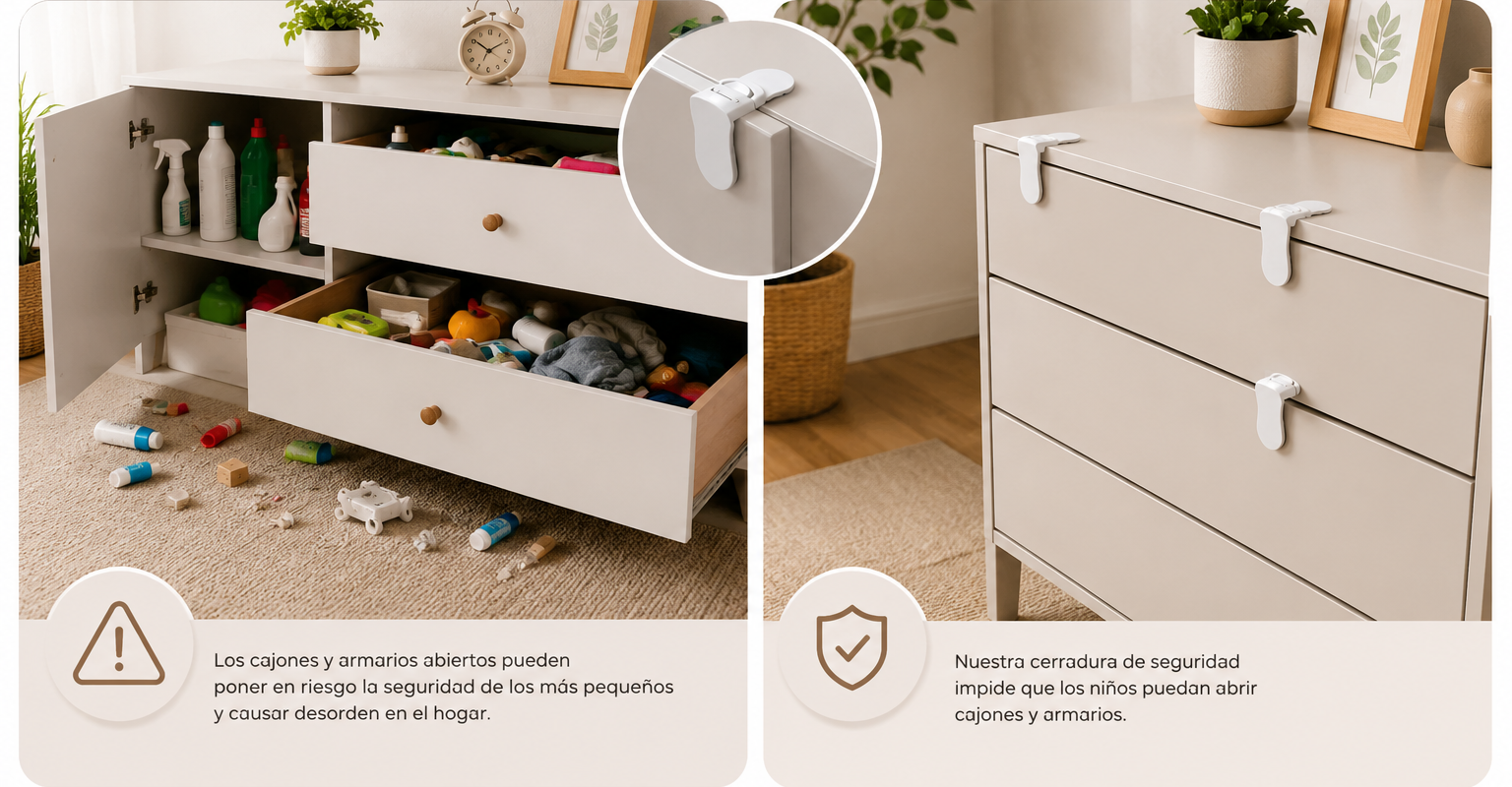 Cerradura de Seguridad Infantil para Cajones y Armarios