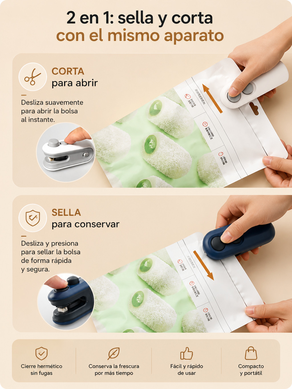 Sellador de Bolsas Recargable USB-C