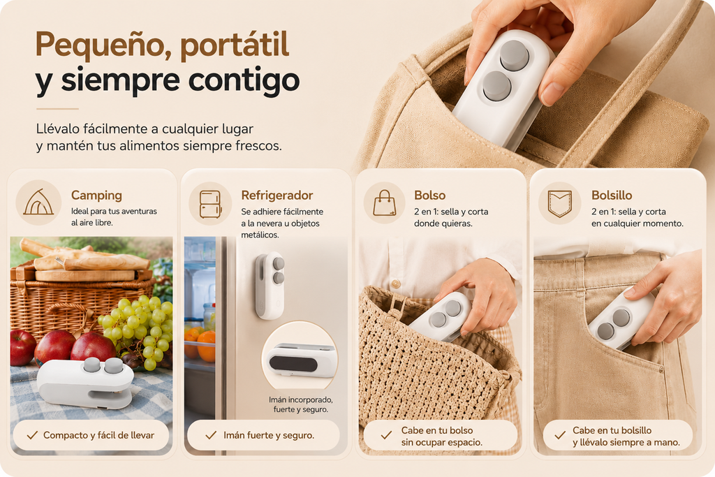 Sellador de Bolsas Recargable USB-C
