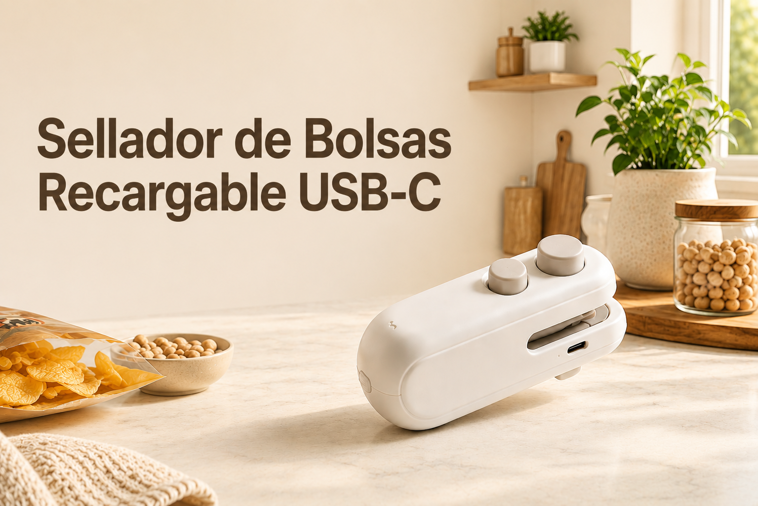 Sellador de Bolsas Recargable USB-C