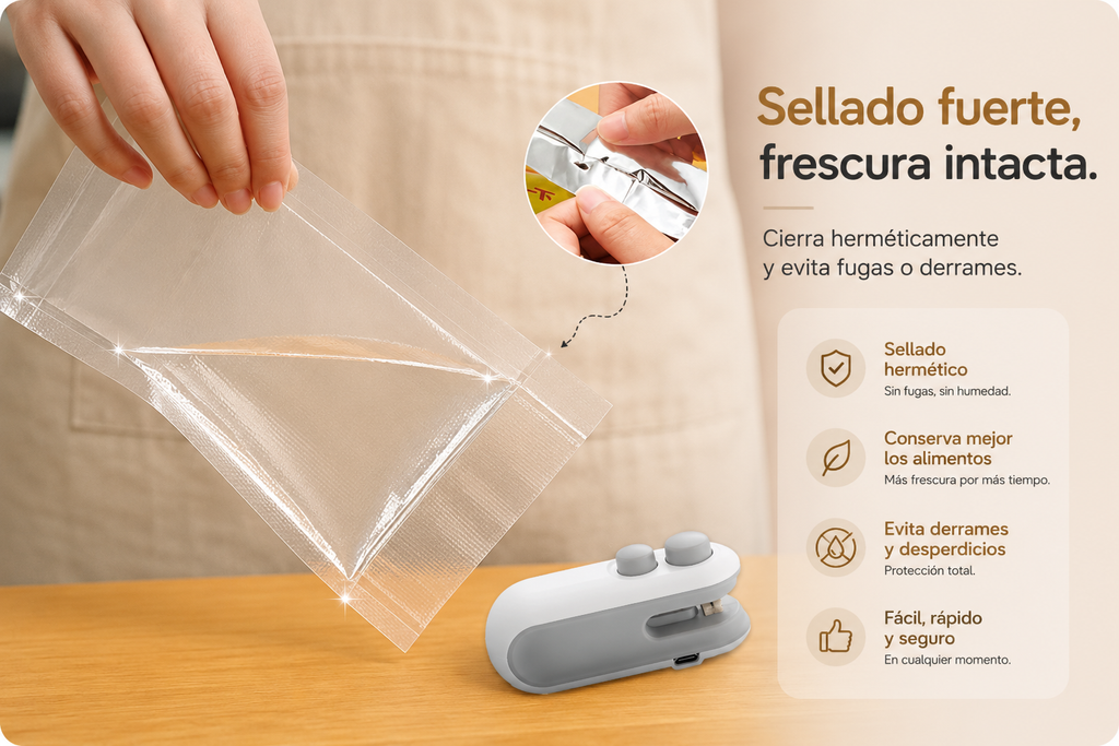 Sellador de Bolsas Recargable USB-C