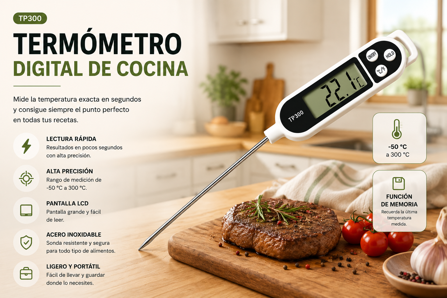 Termómetro Digital Multifunción para Alimentos