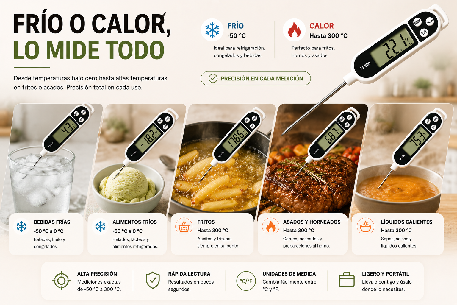 Termómetro Digital Multifunción para Alimentos